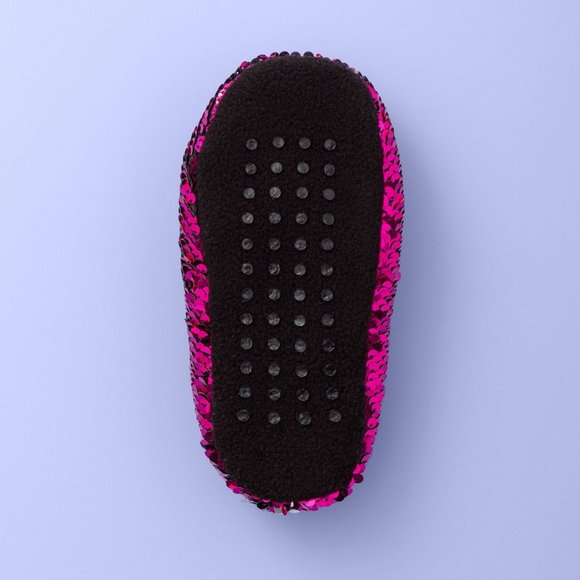 Girls' Flip Sequin Sparkle Slipper Slippers - Hot Pink/Black New - Picture 4 of 4